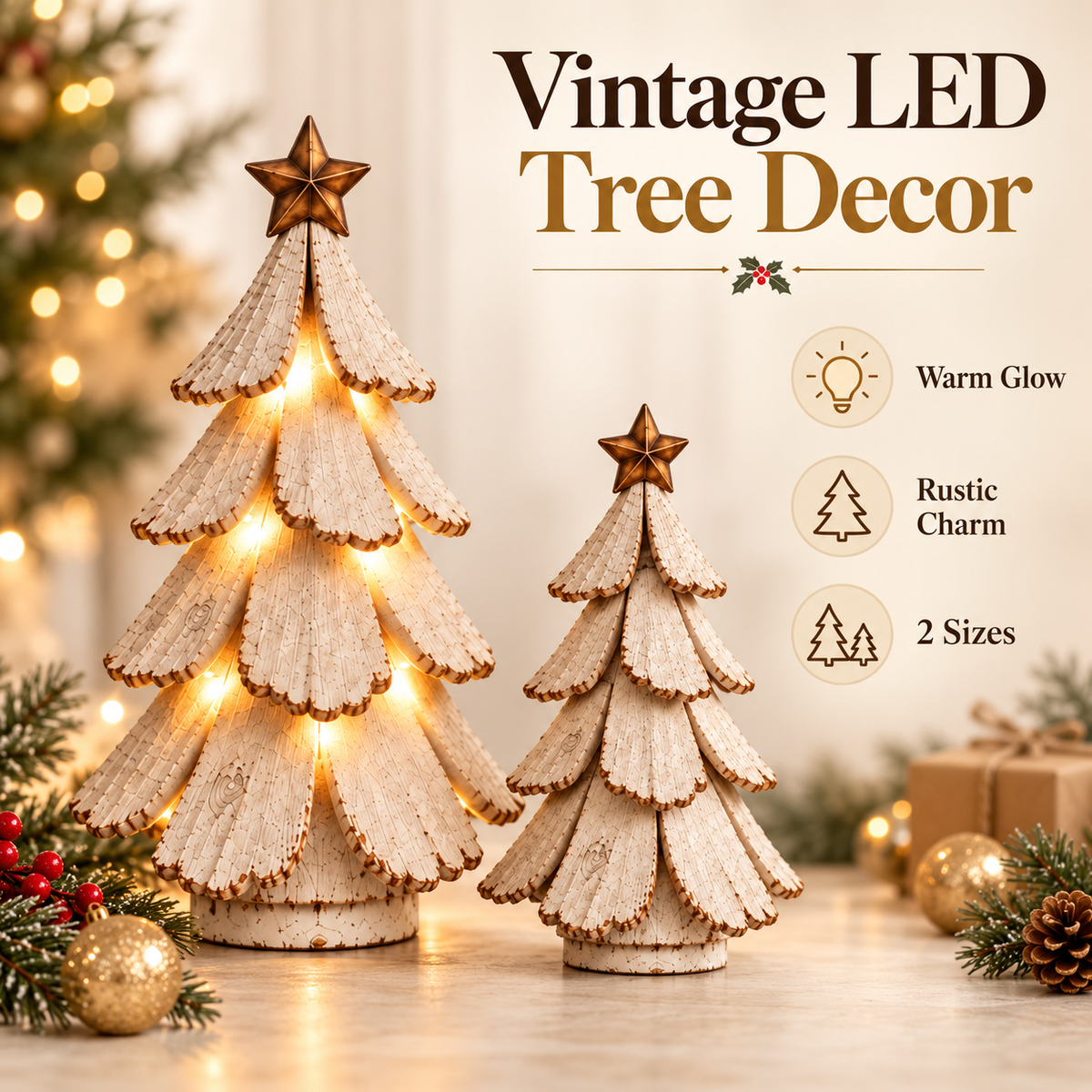 ⏳ Last day to save 50%🔥🔥Vintage lighted christmas Tree Figurine🎁