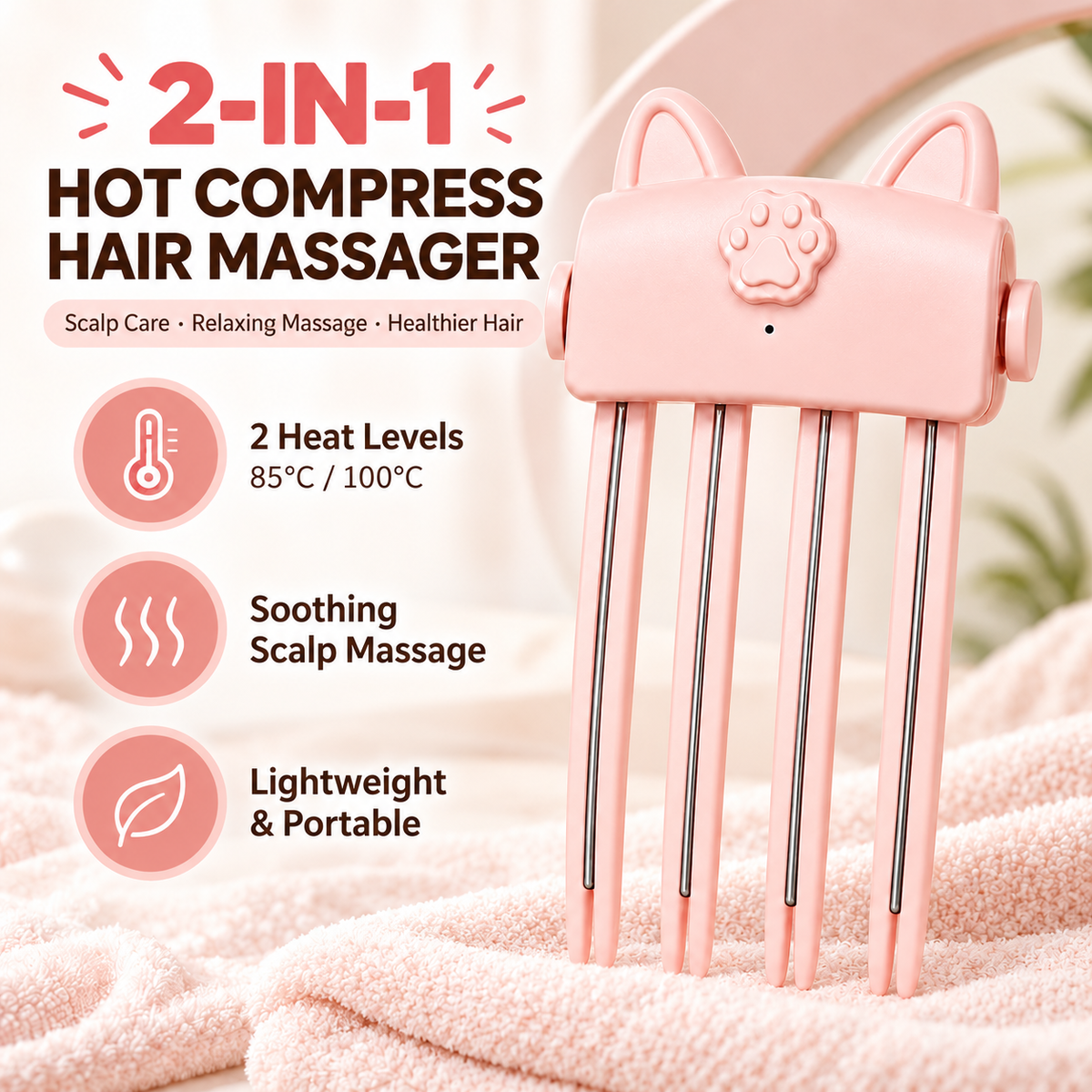 🥳💞30K+SOLD!🔥🔥🔥Cat ear-shaped high-top hair styling clip that can be heated🔥🔥🔥