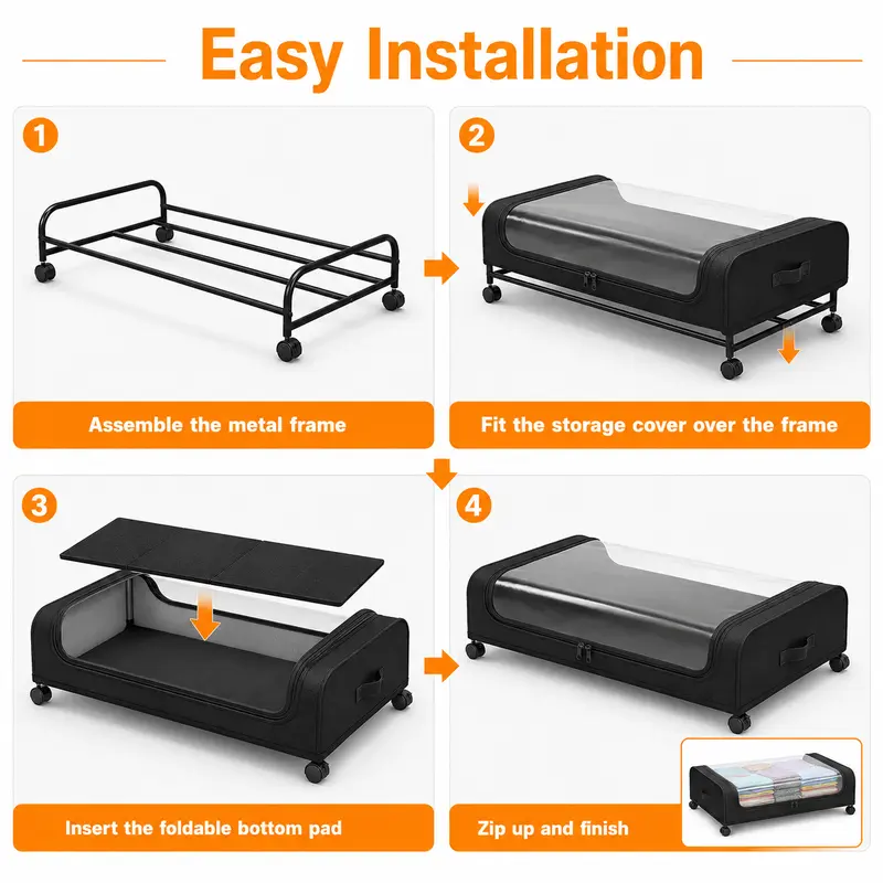 nder Bed Transparent Bins with 360° Swivel Rolls Smoothly
