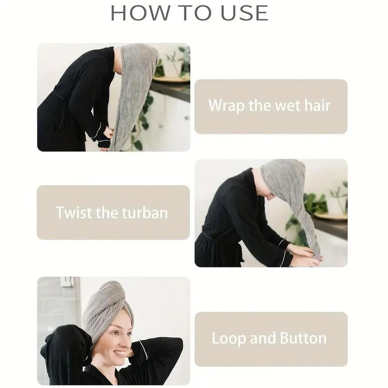 Pieces Synthetic Hair Towel Wrap Set