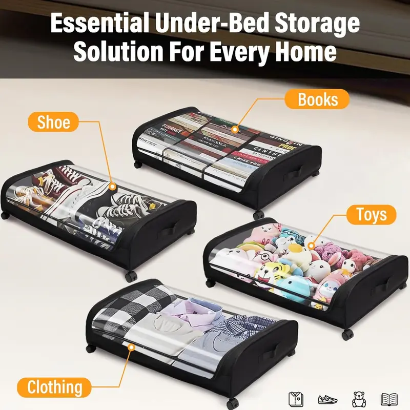 nder Bed Transparent Bins with 360° Swivel Rolls Smoothly