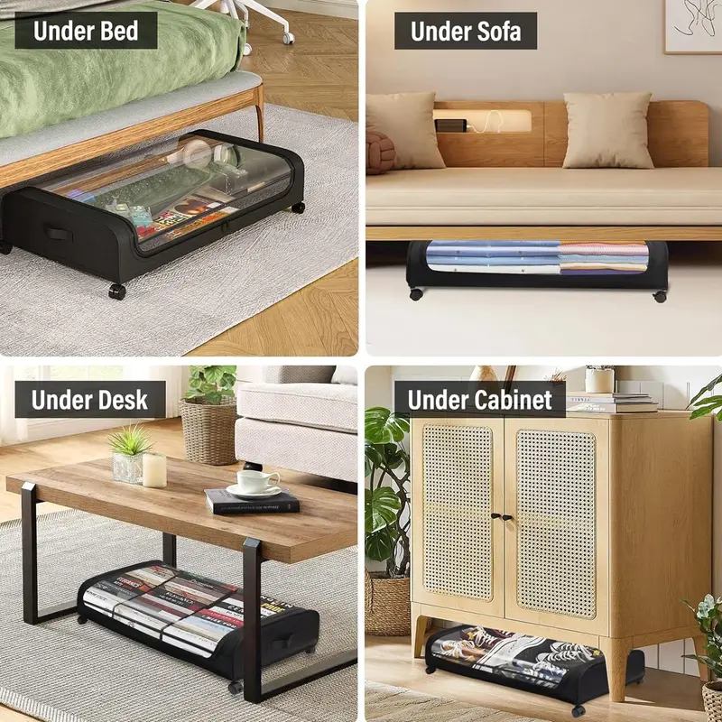 nder Bed Transparent Bins with 360° Swivel Rolls Smoothly